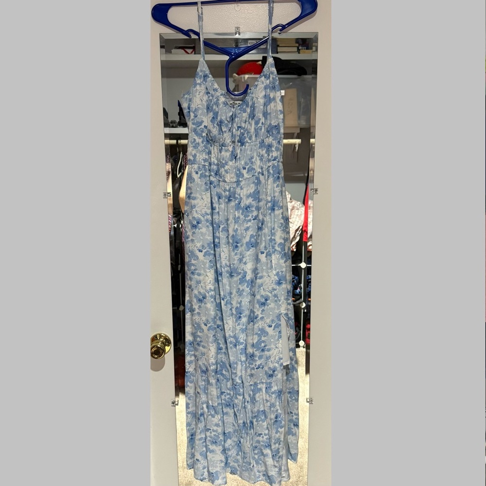 Hollister Light Blue Floral Maxi Dress | Size L Long